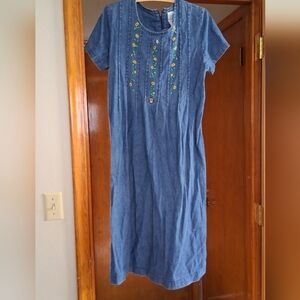 Embroidered Denim Dress